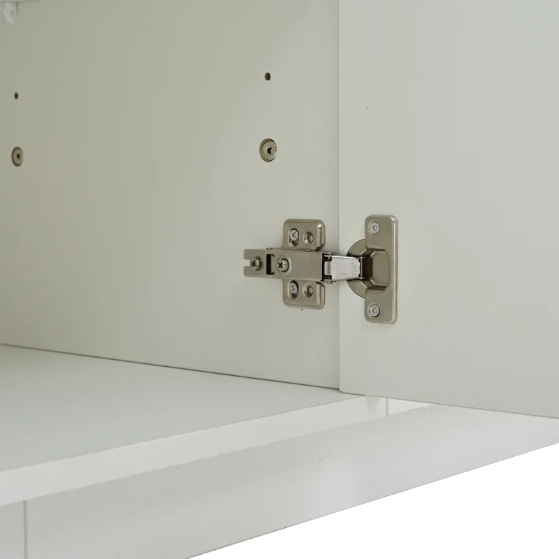 Buffet moderne blanc brillant motif géométrique 3 portes et éclairage LED GRASSPHYT