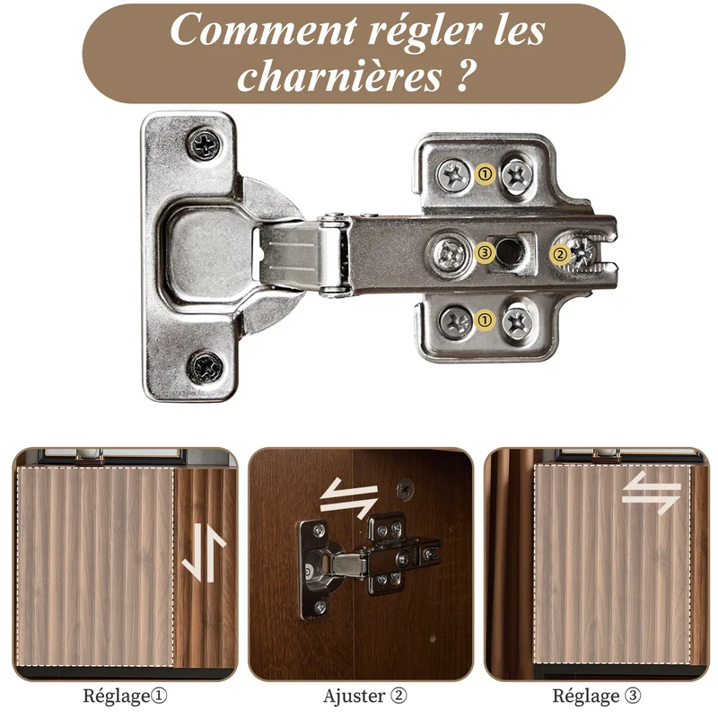 Buffet effet chêne vintage grainé foncé 3D ondulé 150x40x80cm GHOTS