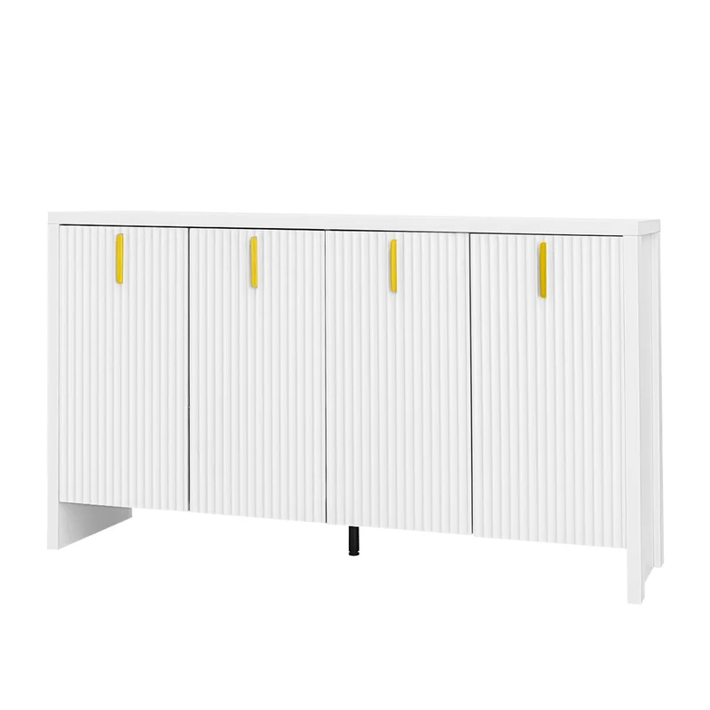 Buffet blanc design ondulé avec poignées dorées 140x38x80cm AEGISKAELOR