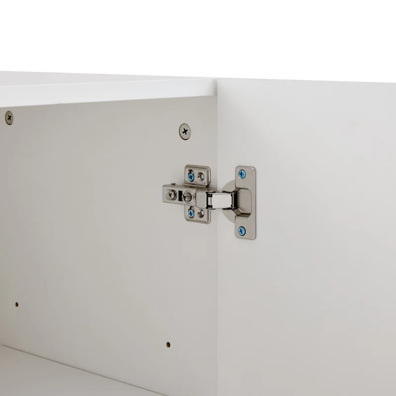 Buffet multifonctionnelle moderne blanc mat 4 portes poignées et pieds dorés 160*35*100 cm KIKS
