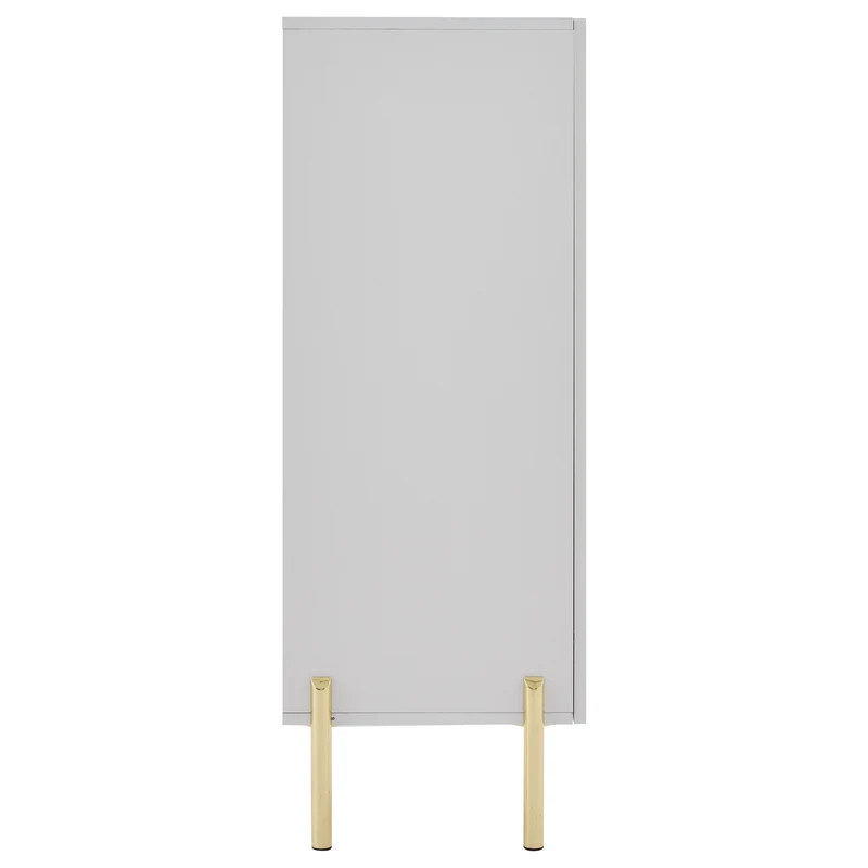 Buffet multifonctionnelle moderne blanc mat 4 portes poignées et pieds dorés 160*35*100 cm KIKS