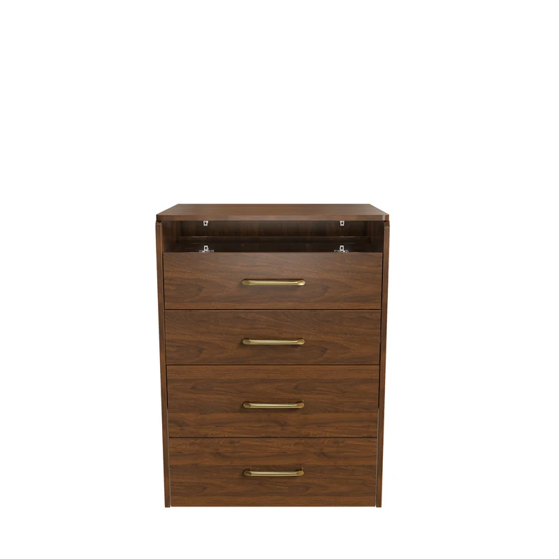 Coiffeuse compacte 3-en-1 effet noyer, miroir ouvert, 2 tiroirs tabouret 60x40x118cm VERTEXKAELISYN