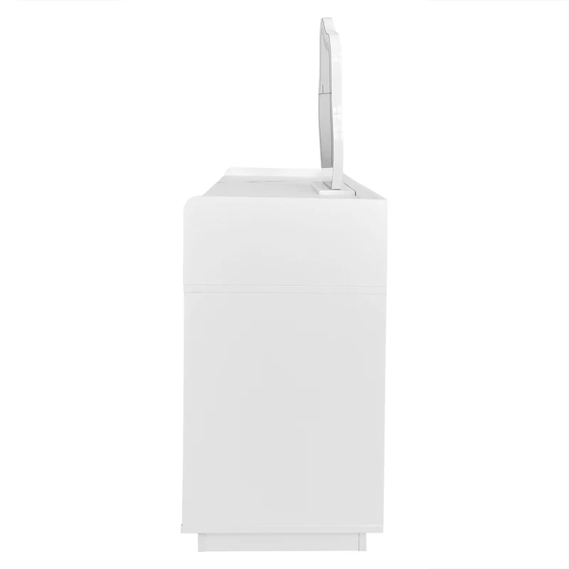 Coiffeuse effet marbre blanche avec miroir LED 3 tiroirs 100x40x75 cm VERTEXKAELOR