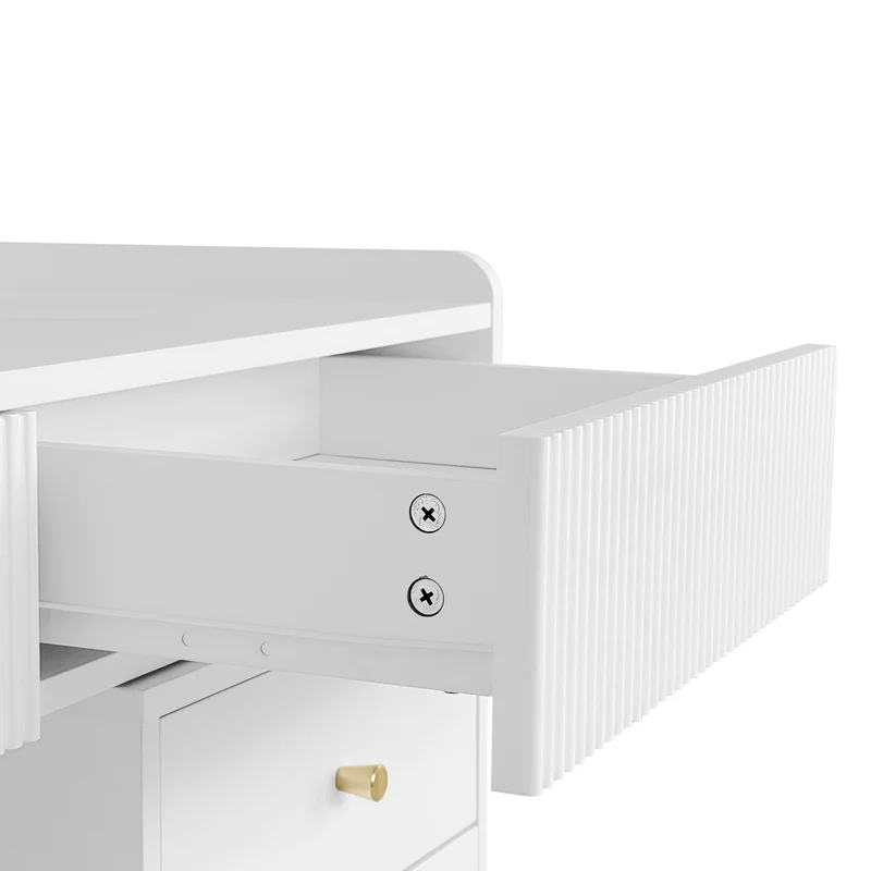 Coiffeuse effet marbre blanche avec miroir LED 3 tiroirs 100x40x75 cm VERTEXKAELOR
