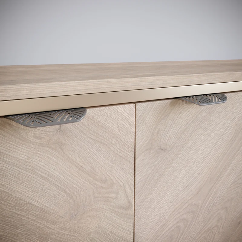 Poignée de meuble LEAF Edge 64mm (Longueur totale 118mm) - Argent mat perlé