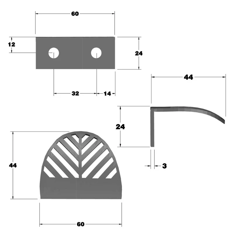 Poignée de meuble LEAF Edge 32mm (Longueur totale 60mm) - Argent mat perlé