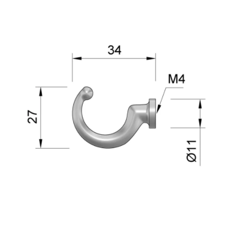 Crochet de suspension simple - Chrome