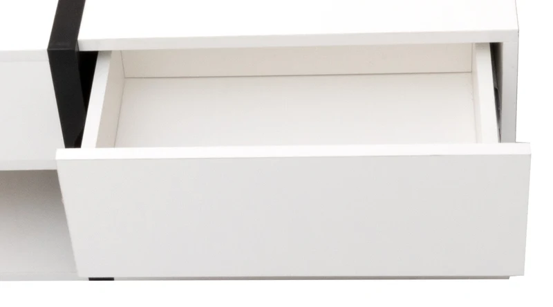 Table basse carrée brillant bicolore blanc et noir géométrique 4 tiroirs 78x78x36cm AEGISSYTH
