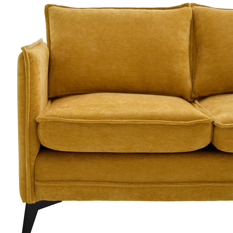 Canapé 2 places moderne chenille jaune poches latérales et support téléphone réglable 127x69x66cm CELESTEUM