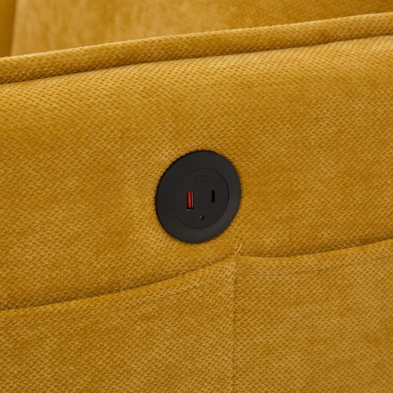 Canapé 2 places moderne chenille jaune poches latérales et support téléphone réglable 127x69x66cm CELESTEUM