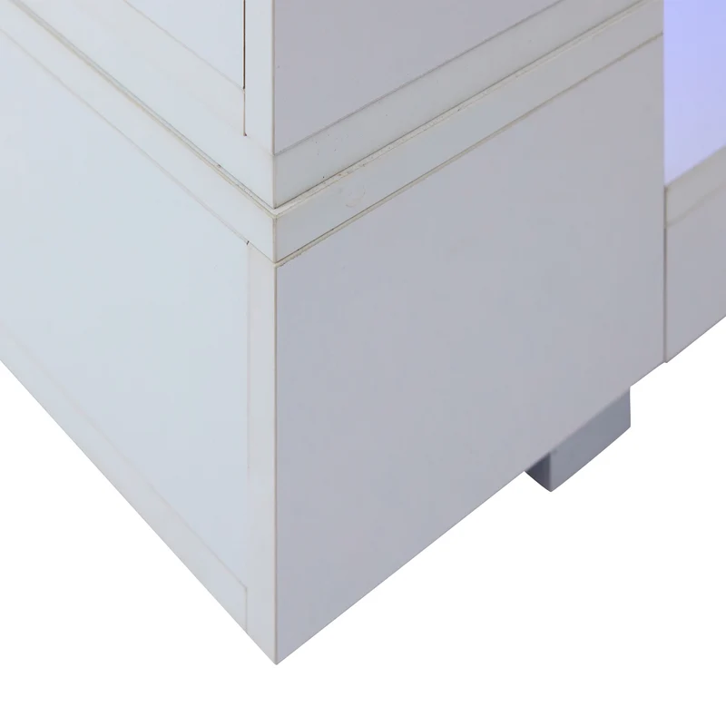 Table basse blanche moderne verre trempé avec éclairage LED 100x50x35cm SCRIEN