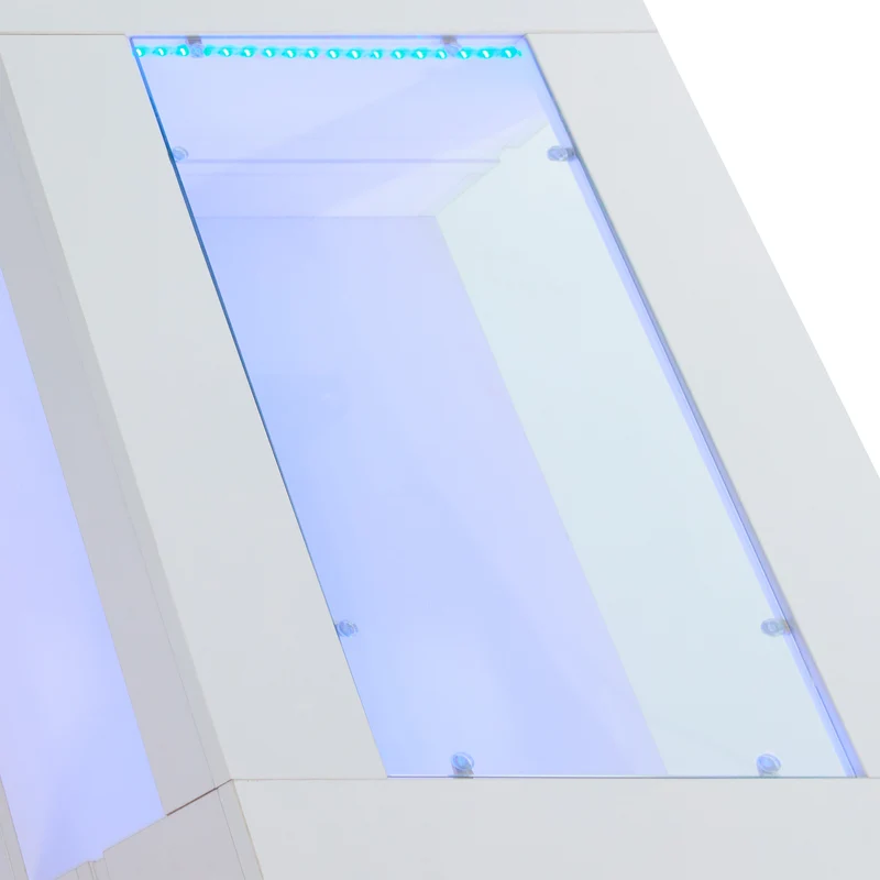 Table basse blanche moderne verre trempé avec éclairage LED 100x50x35cm SCRIEN