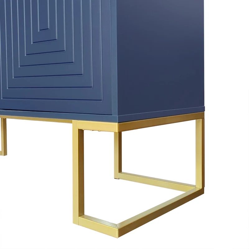 Buffet haut avec 3 portes bleu marine motif de forme U H81/B138/T40 CRUUGREN BLUE