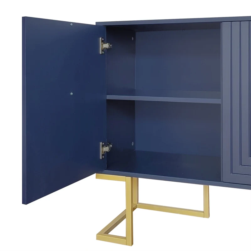 Buffet haut avec 3 portes bleu marine motif de forme U H81/B138/T40 CRUUGREN BLUE