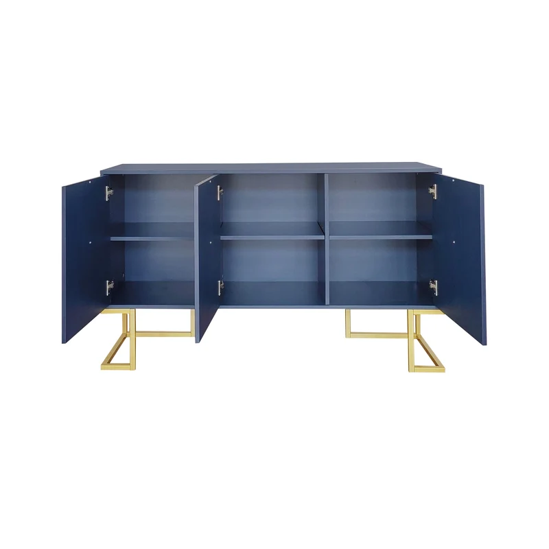 Buffet haut avec 3 portes bleu marine motif de forme U H81/B138/T40 CRUUGREN BLUE