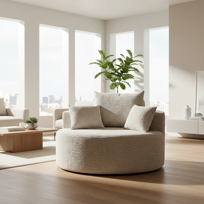 Fauteuil individuel en mousse chenille beige 2 coussins, sans montage VERTEXZORVAKYN