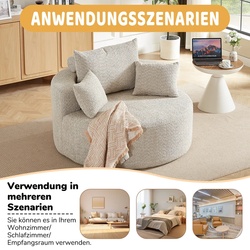 Fauteuil individuel en mousse chenille beige 2 coussins, sans montage VERTEXZORVAKYN