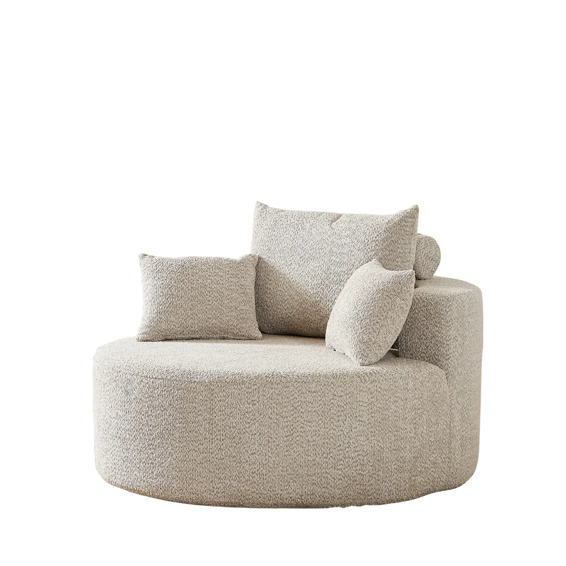 Fauteuil individuel en mousse chenille beige 2 coussins, sans montage VERTEXZORVAKYN