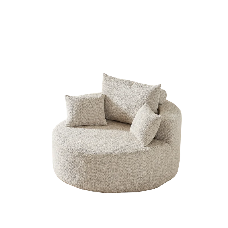 Fauteuil individuel en mousse chenille beige 2 coussins, sans montage VERTEXZORVAKYN