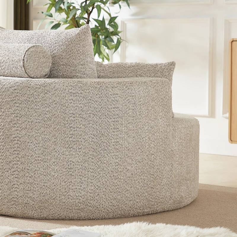 Fauteuil individuel en mousse chenille beige 2 coussins, sans montage VERTEXZORVAKYN