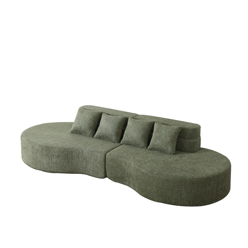 Canapé grande 4-5 places chenille vert, mousse mémoire sans cadre VERTEXKRYNNATHOR