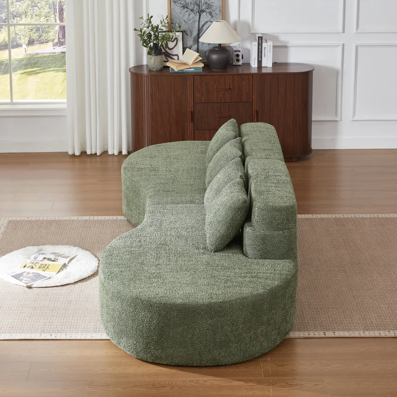 Canapé grande 4-5 places chenille vert, mousse mémoire sans cadre VERTEXKRYNNATHOR