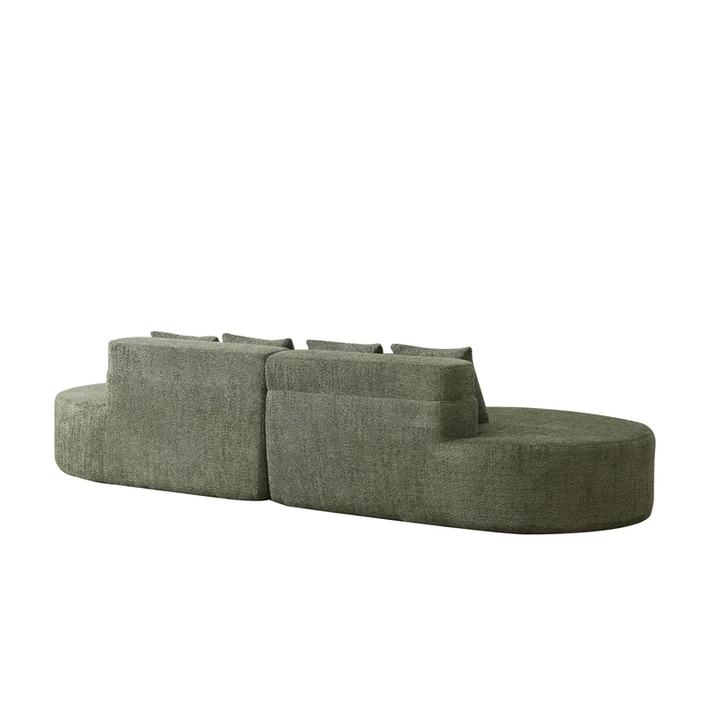 Canapé grande 4-5 places chenille vert, mousse mémoire sans cadre VERTEXKRYNNATHOR