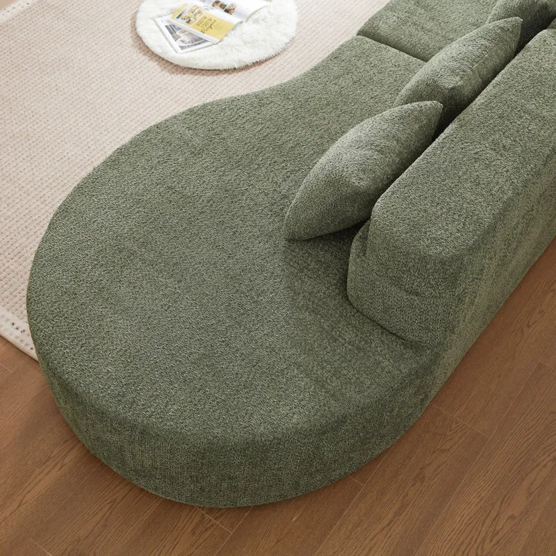 Canapé grande 4-5 places chenille vert, mousse mémoire sans cadre VERTEXKRYNNATHOR