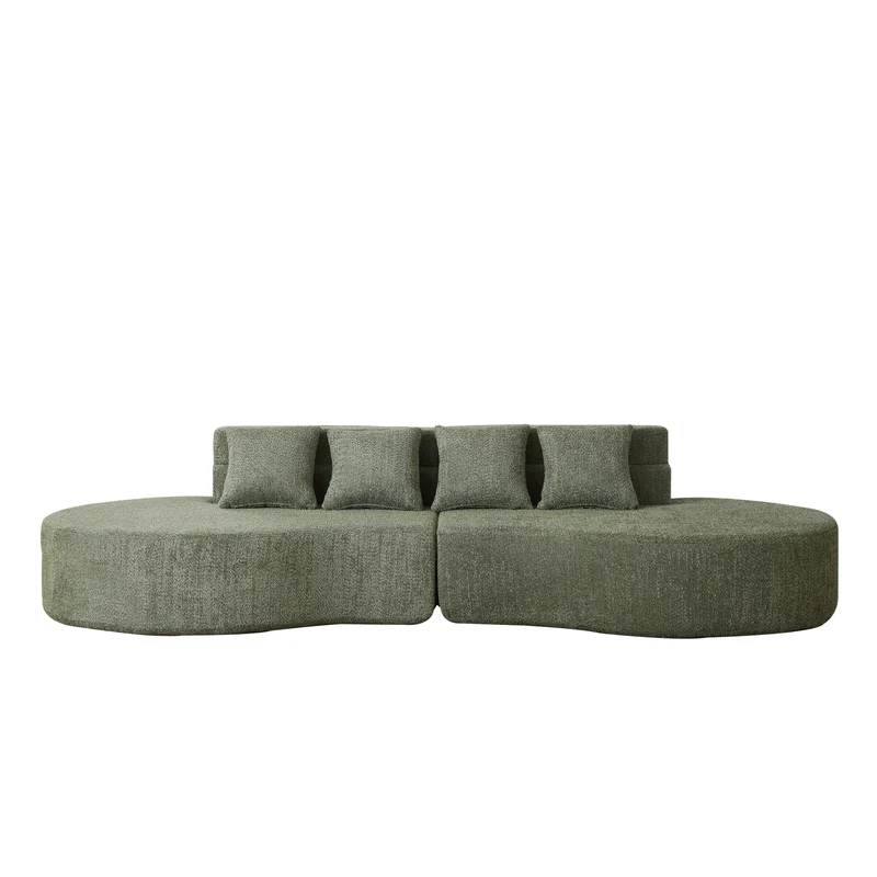 Canapé grande 4-5 places chenille vert, mousse mémoire sans cadre VERTEXKRYNNATHOR