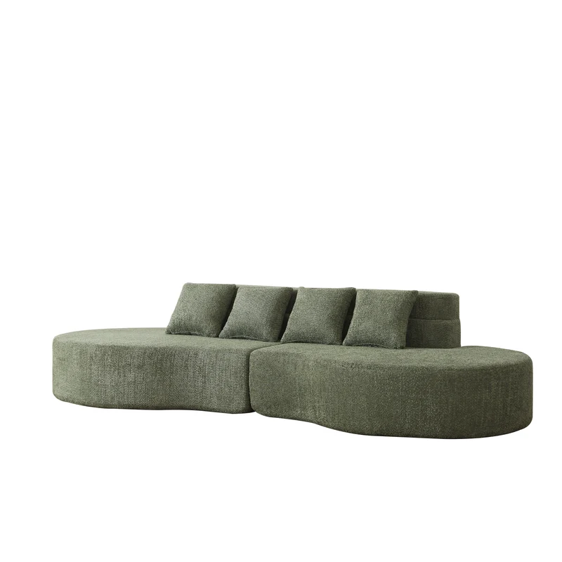 Canapé grande 4-5 places chenille vert, mousse mémoire sans cadre VERTEXKRYNNATHOR