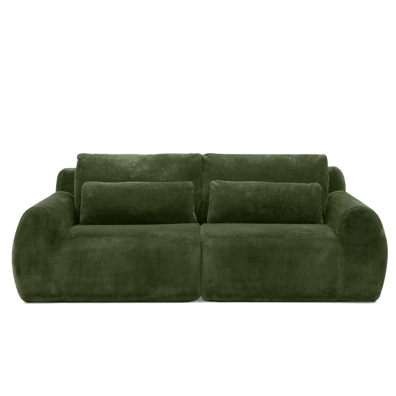 Canapé 2 places en fausse fourrure de lapin, vert, USB, poche latérale VERTEXVORNATHYN