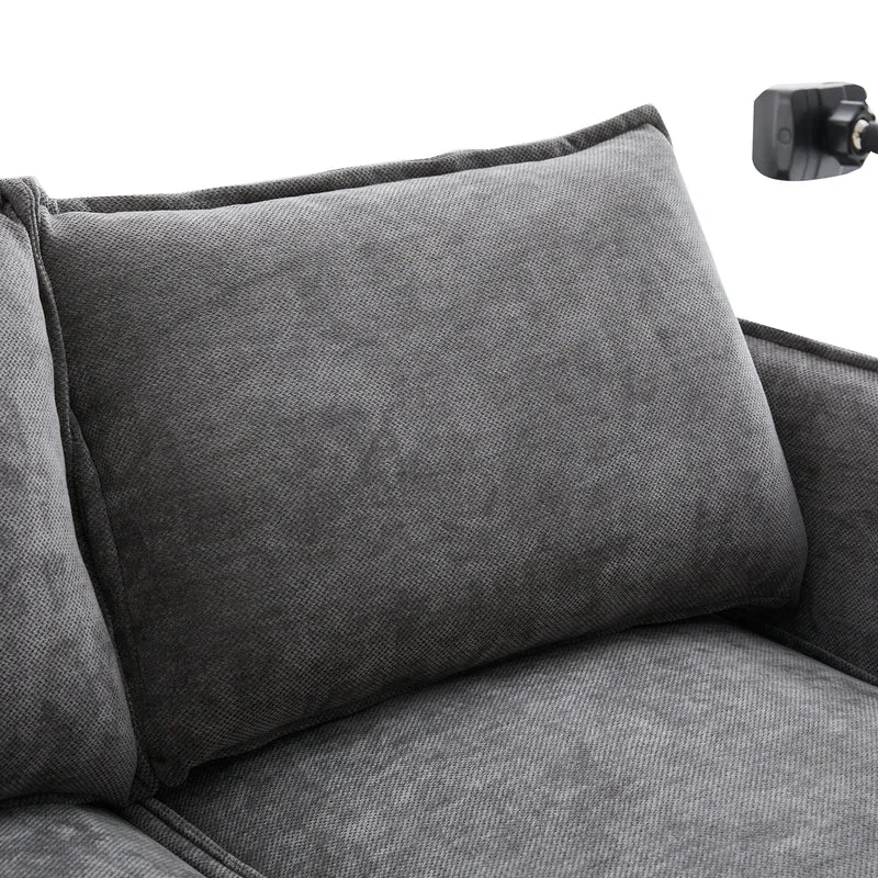 Canapé 2 places en tissu chenille gris avec support téléphone réglable 127x69x66cm INFINITEONYX
