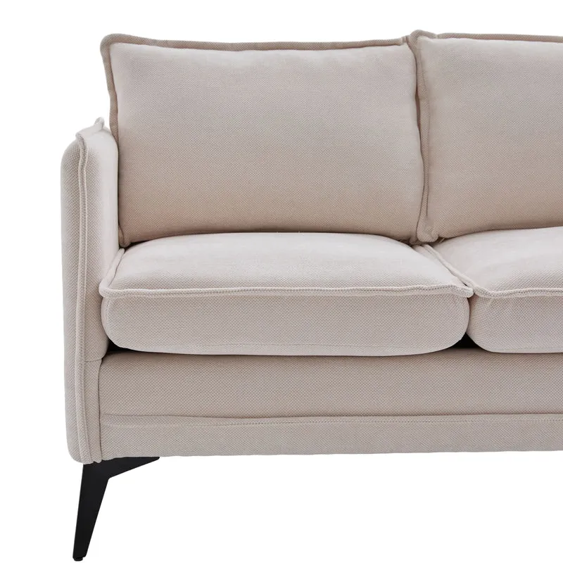 Canapé 2 places en tissu chenille beige avec support téléphone réglable 127x69x66cm INFINITEVORN