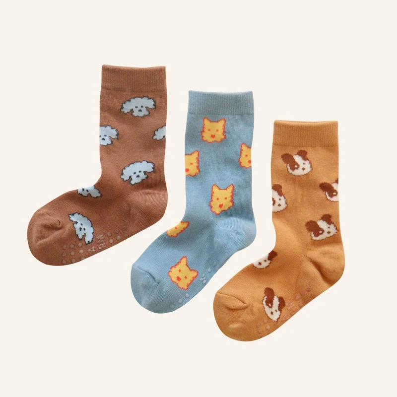 Chaussettes antidérapantes (pack of 3 ) - Fuzzy puppy