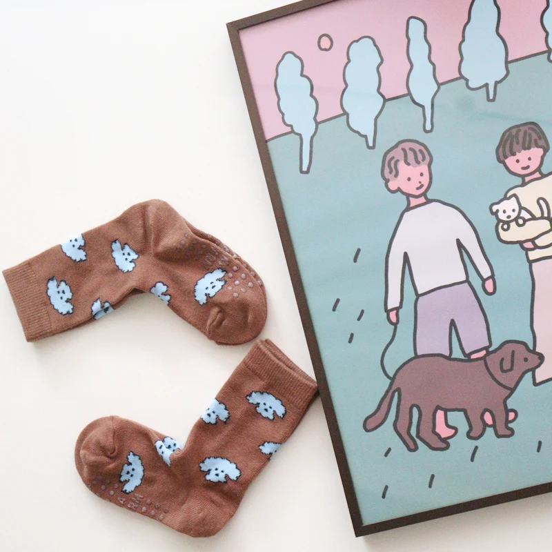Chaussettes antidérapantes (pack of 3 ) - Fuzzy puppy