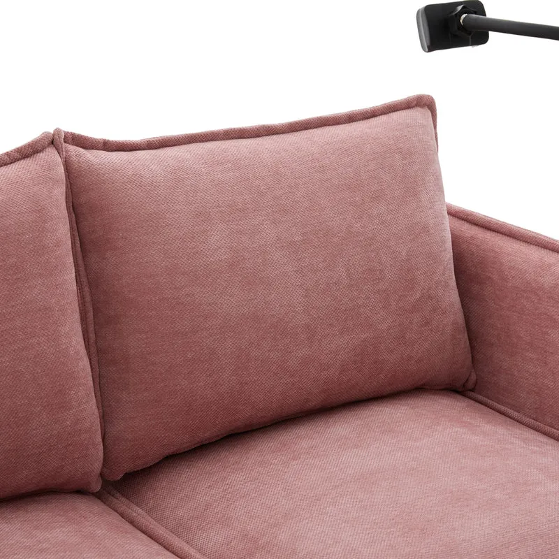 Canapé 2 places en tissu chenille rose avec support téléphone réglable 127x69x66cm INFINITEZORA