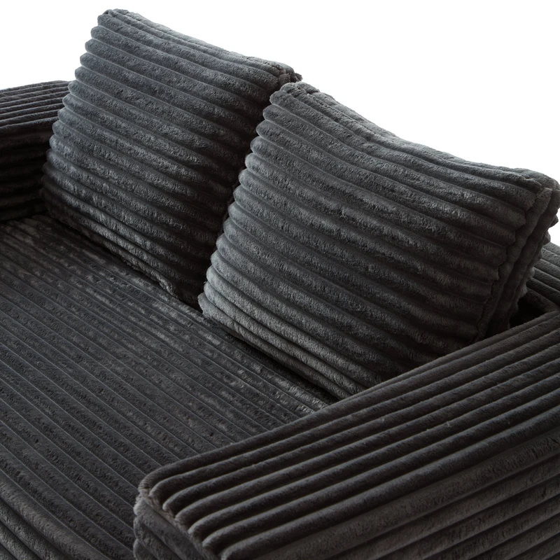 Canapé 2 places sans montage, tissu côtelé gris 160 x 88 x 58 cm INFINITEREX
