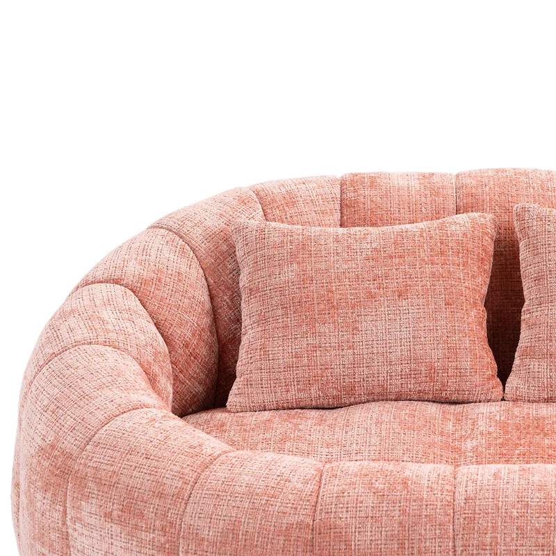 Canapé 2 places en chenille gris, grand fauteuil relax, 2 coussins 150x95x63cm INFINITELIRA