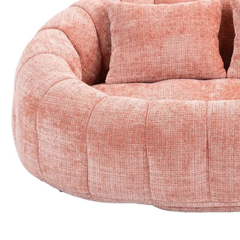 Canapé 2 places en chenille gris, grand fauteuil relax, 2 coussins 150x95x63cm INFINITELIRA