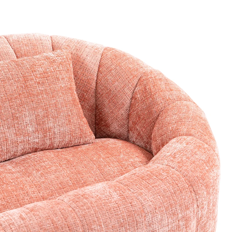 Canapé 2 places en chenille gris, grand fauteuil relax, 2 coussins 150x95x63cm INFINITELIRA
