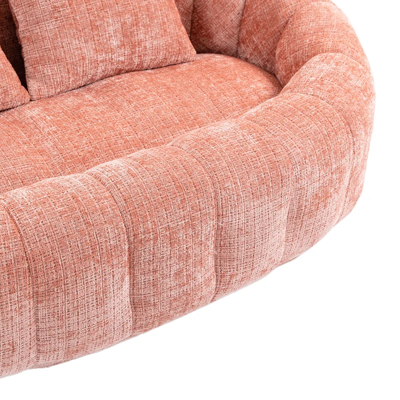 Canapé 2 places en chenille gris, grand fauteuil relax, 2 coussins 150x95x63cm INFINITELIRA