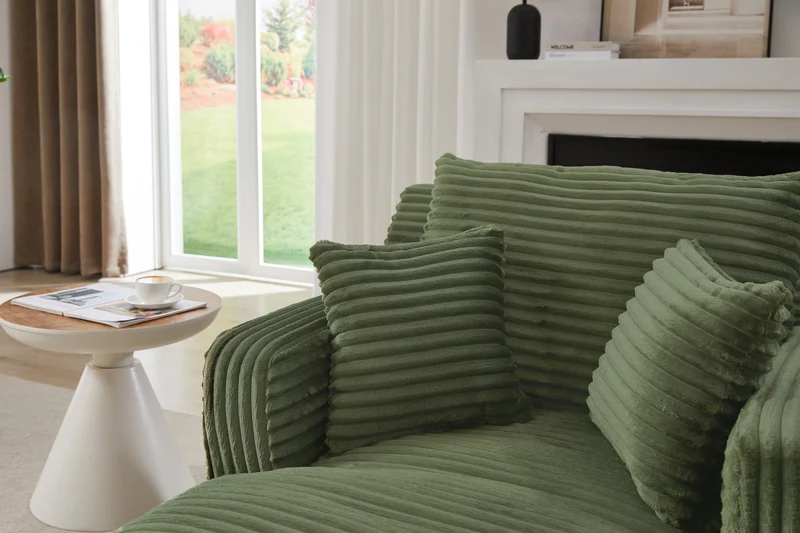Canapé méridienne lit modulable en velours côtelé vert, sans montage MERIDIANONYX