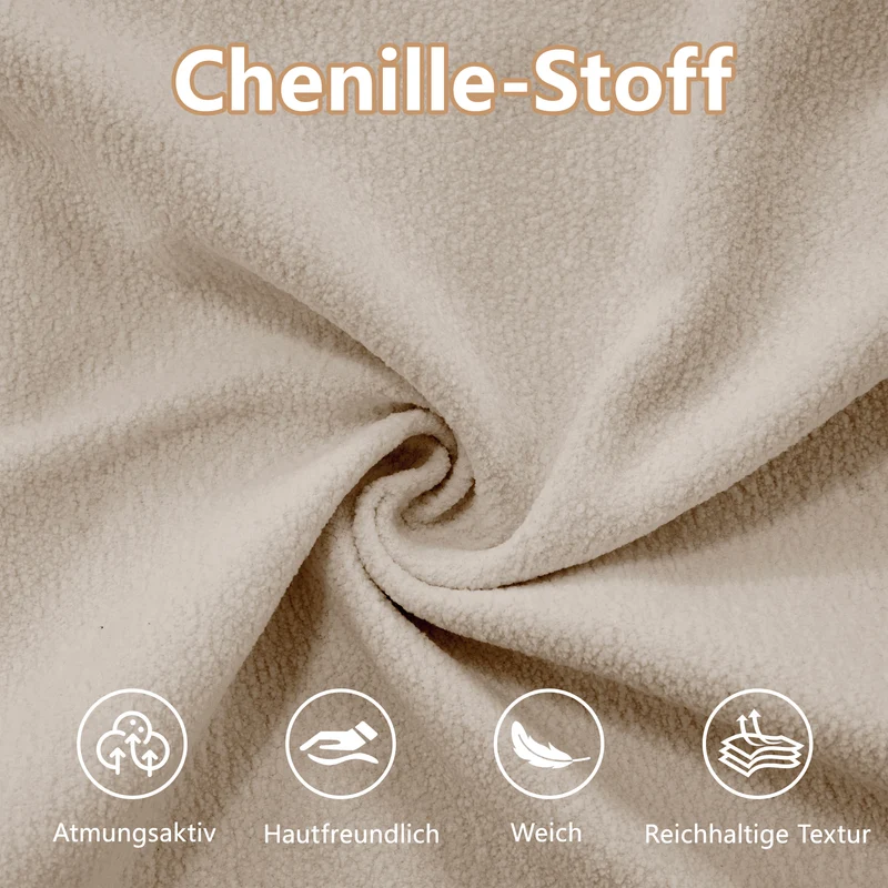 Canapé 3 places modulable en chenille beige avec coussins 220 cm NEXUSREX