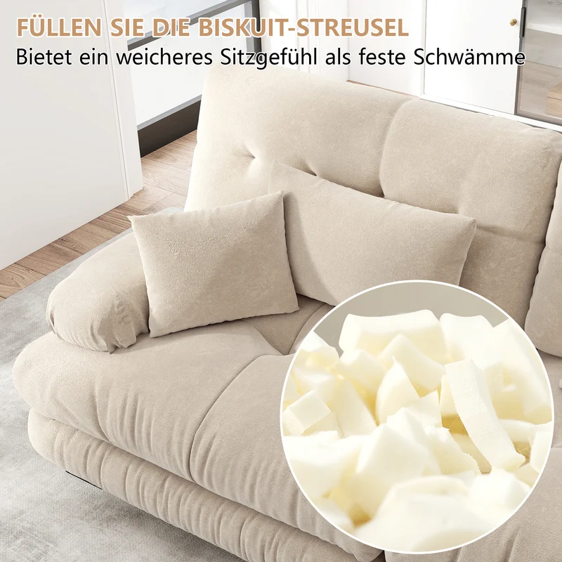 Canapé 3 places modulable en chenille beige avec coussins 220 cm NEXUSREX