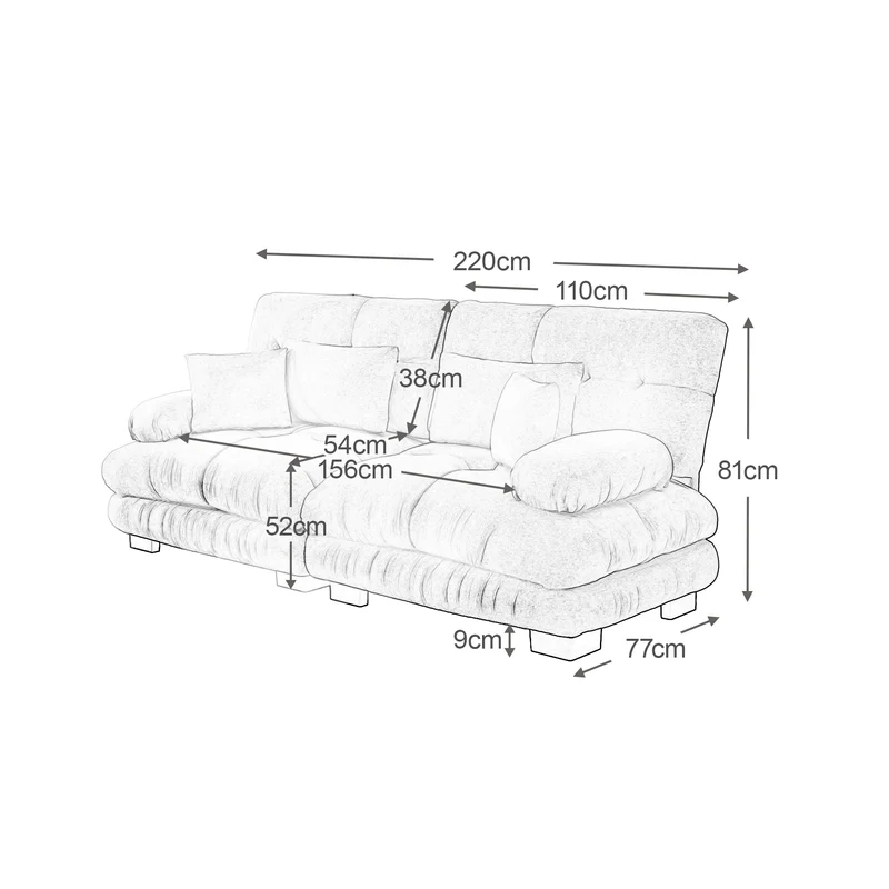 Canapé 3 places modulable en chenille beige avec coussins 220 cm NEXUSREX