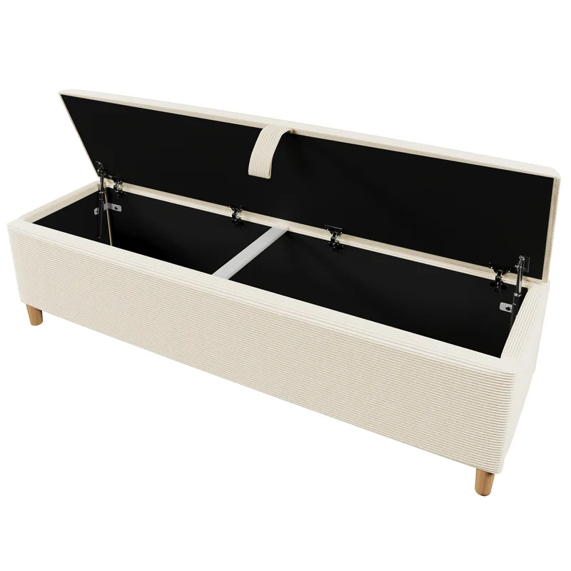 Ensemble lit coffre double rembourré avec tête de lit réglable, prise USB et coffre de lit (matelas non inclus) ANTIGEN