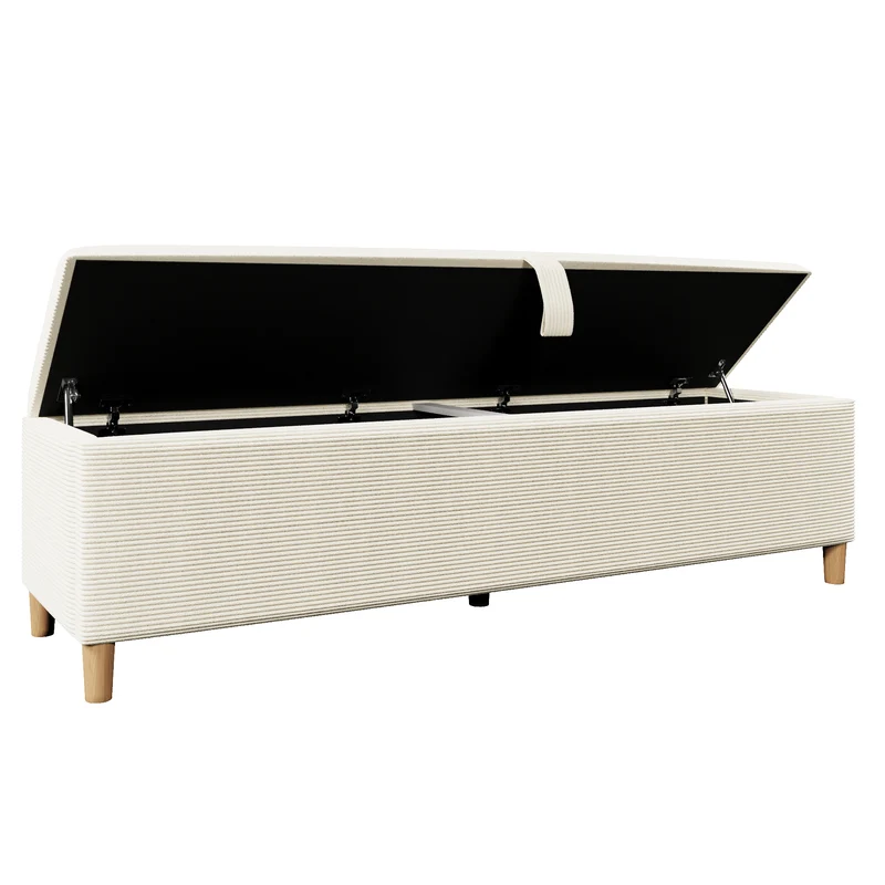 Ensemble lit coffre double rembourré avec tête de lit réglable, prise USB et coffre de lit (matelas non inclus) ANTIGEN