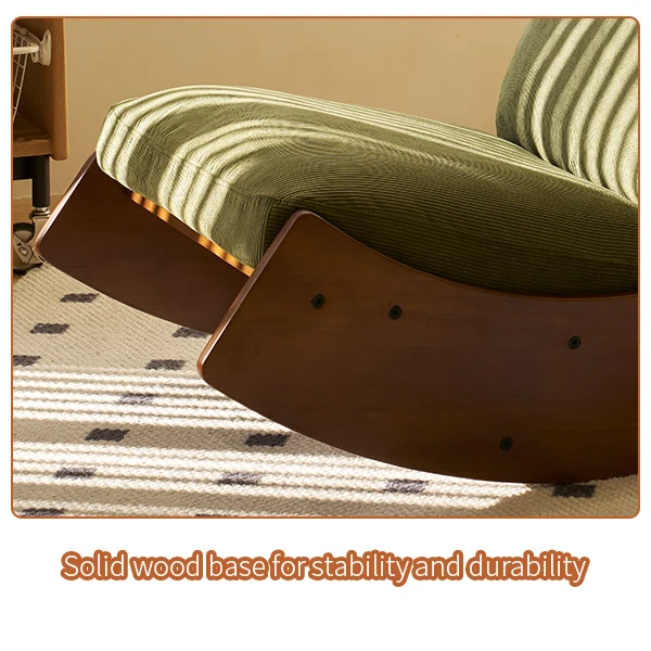 Fauteuil à bascule rétro en tissu vert, cadre en bois massif, nursery 90x61,5x71,9cm FLARENEX