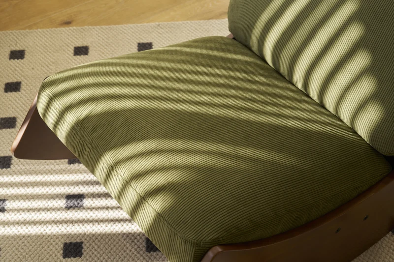 Fauteuil à bascule rétro en tissu vert, cadre en bois massif, nursery 90x61,5x71,9cm FLARENEX