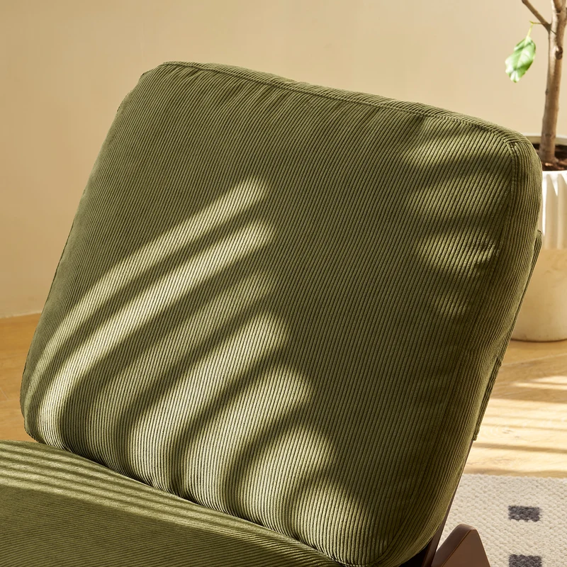 Fauteuil à bascule rétro en tissu vert, cadre en bois massif, nursery 90x61,5x71,9cm FLARENEX